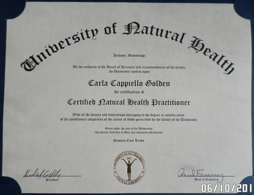 Certified Natural Health Practitioner